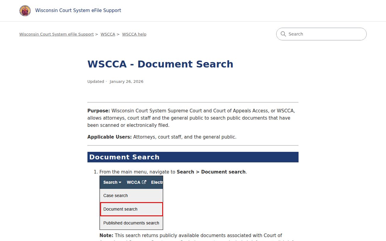 Ashland County appellate case document search controls