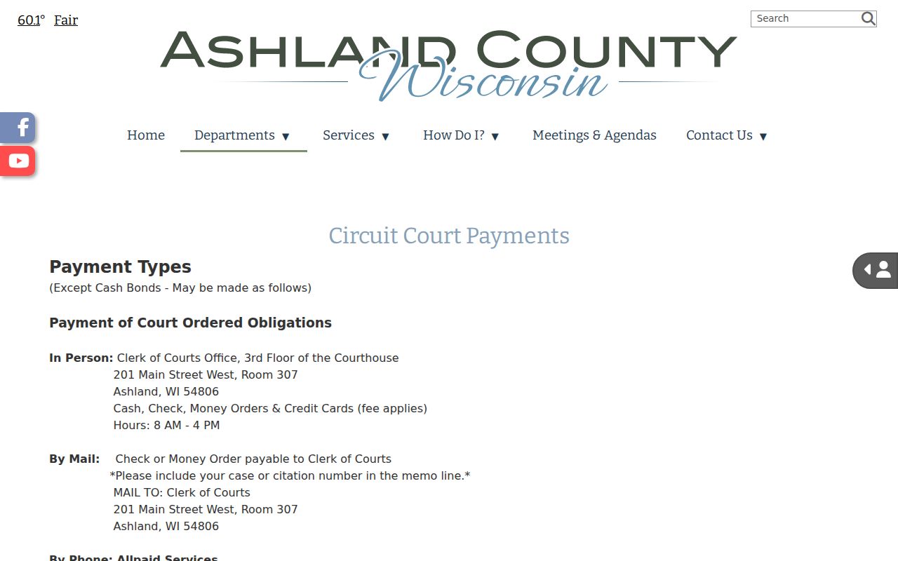 Ashland County court docket payment and clerk channels