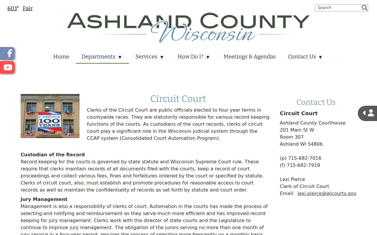 Ashland County court docket and Circuit Court records page